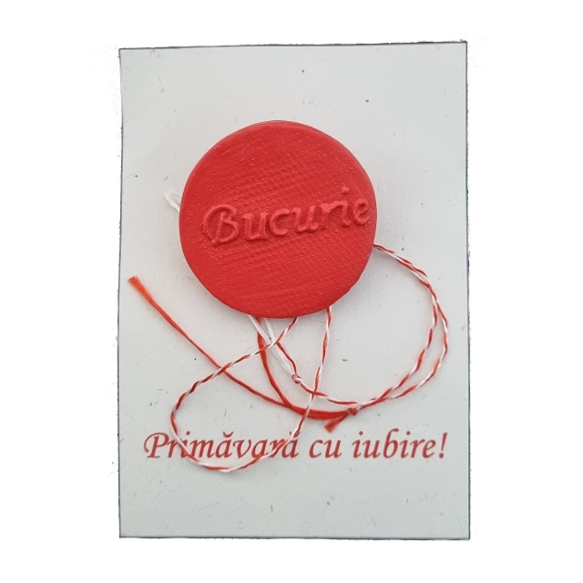Martisor Cuvant bun bucurie rosu 640px Cuvânt bun - Mărțișor rotund din lut - Bucurie (roșu) - Image 1