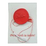 Cuvânt bun - Mărțișor rotund din lut - Iubire (roșu)